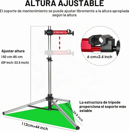 Vista 2 de West Biking Soporte de reparación de bicicletas (máximo 85 libras) – Soporte de trabajo plegable ajustable para bicicleta con liberación rápida