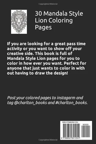 Vista 2 de Mandala Style Lion Adult Coloring Book