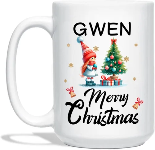 Vista 14 de Taza Personalizada Construcción De Muñeco De Nieve Con Nombre, Taza De Café De Navidad Muñeco De Nieve, Tazas De Árbol De Navidad Personalizadas