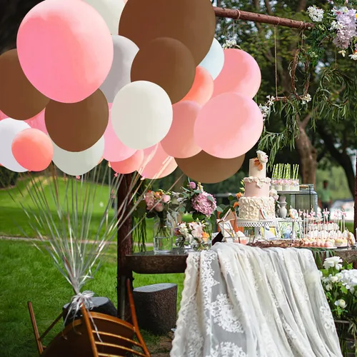Vista 4 de Kit de guirnalda de globos pastel de 110 piezas, kit de guirnalda de ramo de globos ideal para baby shower, boda, fiesta de cumpleaños (marrón 2)