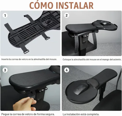 Vista 6 de Alfombrilla de mouse ergonómica mejorada para silla, bandeja de mouse ajustable con cojín de muñeca, alfombrilla de mouse para brazo de silla
