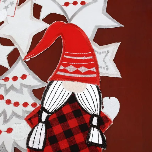 Vista 3 de Camino de mesa de gnomos rojos bordados para Navidad e invierno (13 x 88 pulgadas)