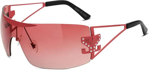Vista 2 de SOJOS Gafas de sol Y2K sin montura envolventes para mujeres y hombres, gafas de sol futuristas sin marco SJ1198