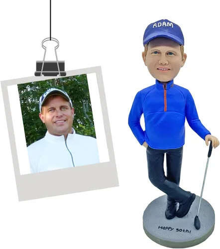 Vista 5 de Figuritas personalizadas de bobblehead de golfista para regalo para hombre, regalos personalizados del día de San Valentín a partir de fotos Golfer