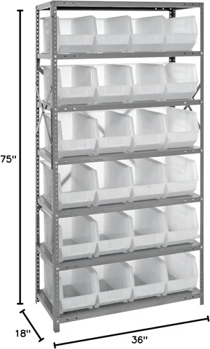 Vista 37 de Quantum QSBU-245BK Heavy Duty Shelving Unit with (7) Shelves and (24) QUS245 Black Bins for Garage Warehouse Storage Distribution 400 lb Load