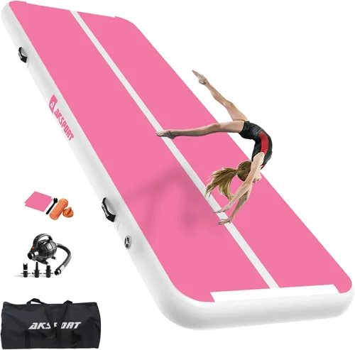 Vista 16 de AKSPORT - Tapete de aire para gimnasia o acrobacias, inflable, con bomba de aire para uso en el Negro