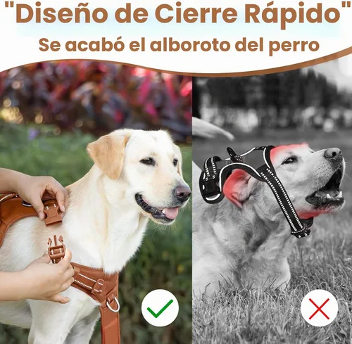 Vista 2 de Arnés sin tirones para perro, chaleco reflectante para cachorros para perros pequeños, medianos y grandes (marrón carmelo, L)