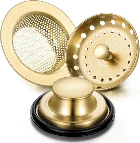 Vista 12 de Mudder 3 piezas de colador y tapón de drenaje para fregadero de cocina, tapón de eliminación de basura de acero inoxidable con asa, filtro universal