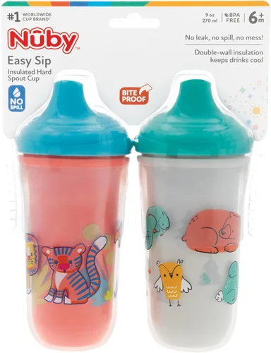 Vista 5 de Nuby No-Spill Insulated Hard Spout 9 oz Cup, Colors/Prints May Vary,2 Count (Pack of 1)