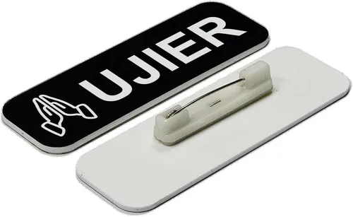 Vista 3 de Ujier - Placa de identificación de 1 x 3, color negro, manos orantes (paquete de 3)