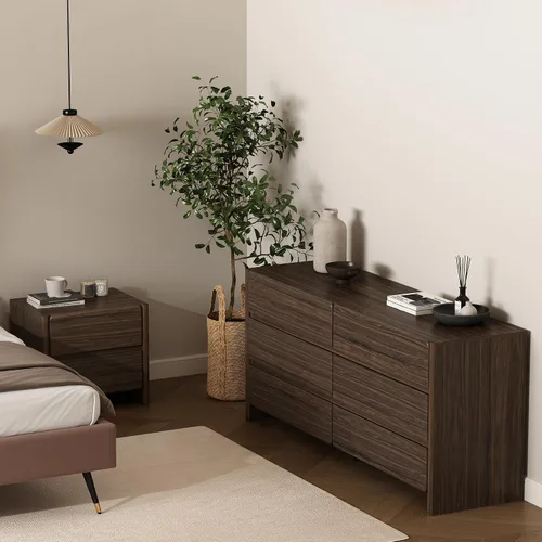 Vista 9 de Manhattan Comfort Linda - Cómoda moderna doble ancha para dormitorio con 6 cajones de almacenamiento, armario de madera de 72 pulgadas de largo