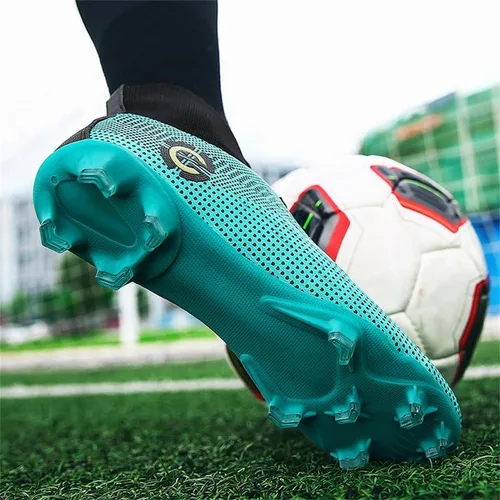 Vista 4 de Alto Césped Fútbol Cleats Transpirable Ligero Juvenil Profesional Botas de Fútbol Zapatos de Fútbol Zapatos de Interior al Aire Libre