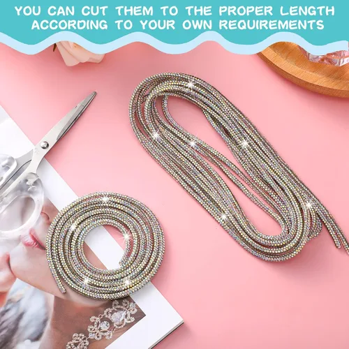 Vista 3 de Shappy 9 Yards Rhinestone Glitter Shoelaces Glitter Cord Crystal Shiny Round Cords Bling Hoodie Drawstring for DIY Decor
