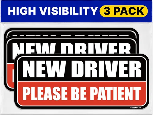 Vista 9 de GEEKBEAR Imán de coche New Driver – Colorido, reflectante, resistente a la intemperie – Rectangular 8.7 x 3.5 pulgadas (rosa/rosa, paquete de 3)