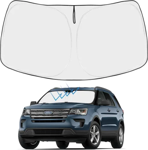 Vista 132 de Proadsy Parasol para parabrisas Rivian R1S 2022-2025 2026 de 4 capas plegable, protector de parasol frontal que bloquea los rayos UV, mantiene