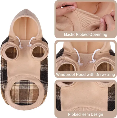 Vista 33 de PUPTECK Sudadera con Capucha para Perro Sudadera para Cachorro Suéter Cálido para Perro Ropa de Invierno Abrigos para Clima Frío para Perros Negro