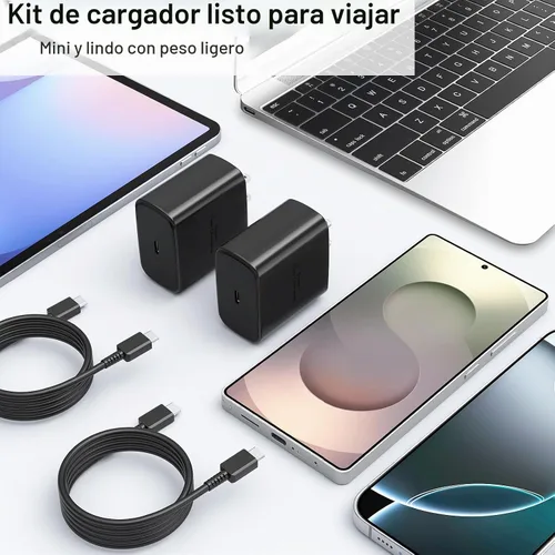 Vista 7 de Cargador tipo C de carga rápida, paquete de 2 bloques de cargador USB C