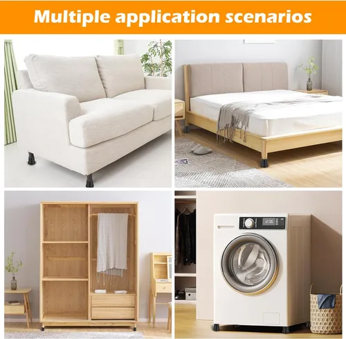 Vista 7 de Paquete de 4 elevadores de muebles de 4 pulgadas, elevadores de muebles resistentes para mesa, escritorio, sofá, gabinete, elevadores de cama