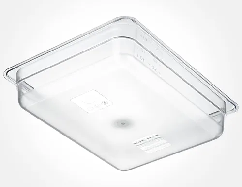 Vista 3 de CURTA Paquete de 6 bandejas de comida NSF, tamaño medio de 2 1/2 pulgadas de profundidad, plástico de policarbonato comercial transparente apto