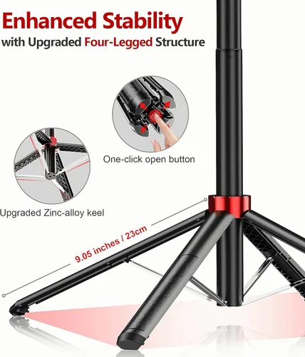Vista 2 de Huryfox Trípode para teléfono Selfie Stick - Soporte para teléfono celular de 71 pulgadas de alto con control remoto inalámbrico desmontable