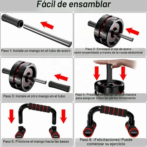 Vista 5 de Readaeer Rueda de rodillo abdominal, kit de ruedas de ejercicio abdominal con rodillo abdominal, bandas de resistencia, alfombrilla de rodilla