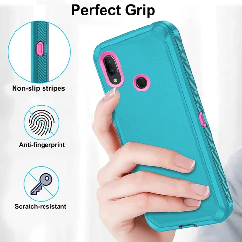 Vista 6 de Asuwish Funda de teléfono para Alcatel 3V 2019, híbrida, resistente, a prueba de golpes, dura, a prueba de caídas, cuerpo completo, resistente