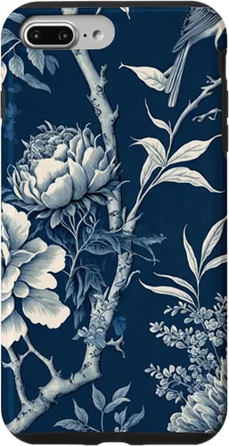 Vista 12 de Chinoiserie Floral Toile Blue and White Funda para iPhone 17