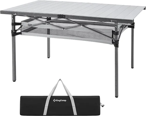 Vista 12 de KingCamp Mesa de Campamento Enrollable de Aluminio Plegable, Ligera, Grande, Portátil, Mesa de Campamento Plegable para Picnic, Camping, Barbacoa