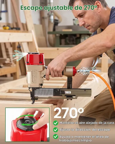 Vista 3 de meite Engrapadora de corona estándar de calibre 16 de 7/16 pulgadas, pistola de grapas neumática de construcción resistente para subsuelo