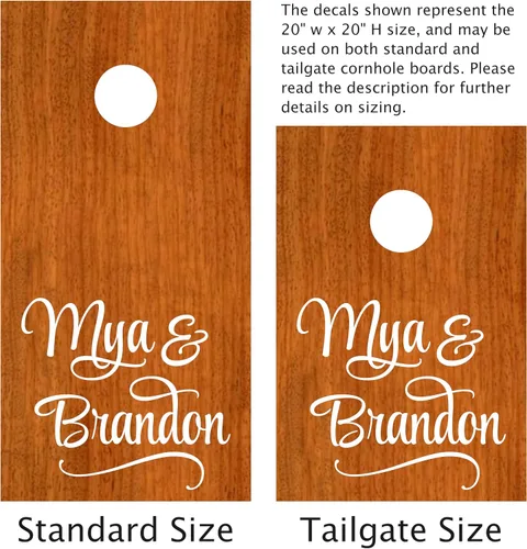Vista 2 de Calcomanías personalizadas para tablero de cornhole, calcomanías de vinilo personalizadas con agujero de maíz, juegos de césped para recepción