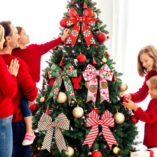 Vista 3 de Yingzhao - 6 rollos de cinta de Navidad de 30 yardas, patrón de bastón