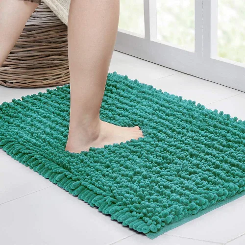 Vista 10 de Walensee Alfombra de baño antideslizante (32x20, azul oscuro) absorbente de agua, súper suave, felpilla peluda, lavable a máquina, se seca
