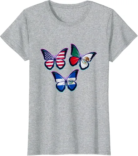 Vista 31 de Multiculti Heritage. Camiseta El Salvador México y Estados Unidos