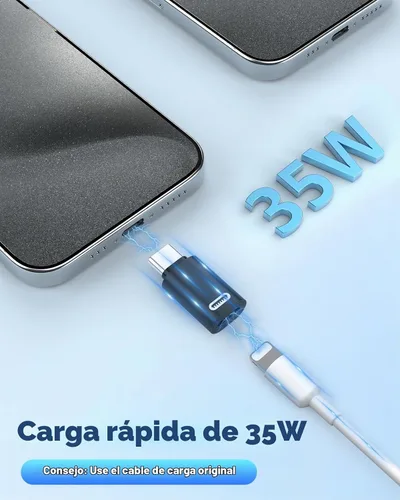 Vista 5 de MoKo - Adaptador Lightning a USB-C para iPhone Duo 18, 17, 16, 15, paquete de 2 PD negro