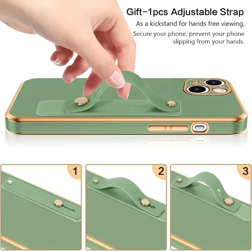 Vista 4 de VENINGO Funda compatible con Apple 14, TPU suave de ajuste delgado con pulsera ajustable, chapado en soporte, resistente a los arañazos, a prueba