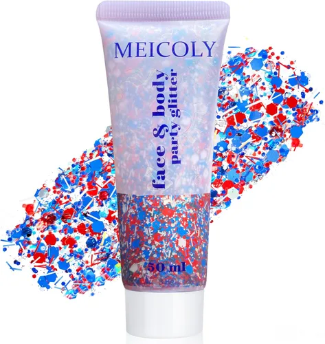 Vista 36 de MEICOLY Purpurina corporal roja, blanca y azul, accesorios del 4 de julio, purpurina para el cabello para niños, atuendos del 4 de julio