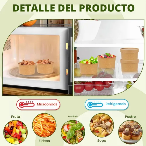 Vista 5 de 100 tazas de helado de 4 onzas con tapas de papel para sopa recipientes de alimentos
