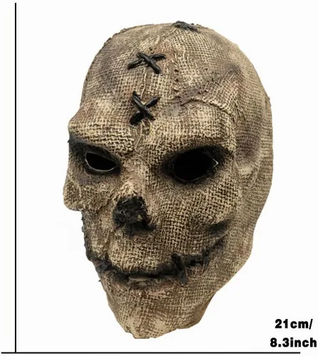 Vista 6 de brableewear Máscara de calavera de terror, arpillera, fantasma, esqueleto malvado, Halloween, novedad, máscara de mascarada
