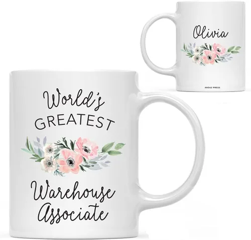 Vista 37 de Andaz Press Taza de café personalizada de 11 onzas, taza ejecutiva de relaciones públicas más grande del mundo, flor de anémona rosa, 1 paquete