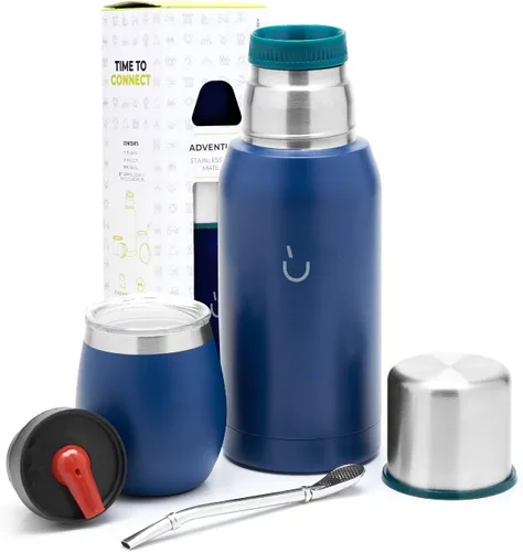 Vista 8 de BALIBETOV Kit Mate – Incluye 1 Taza Mate, 1 Bombilla Pajita y 1 Termo con 2 Tapones – Calabaza de Acero Inoxidable con Tapa (Aqua)