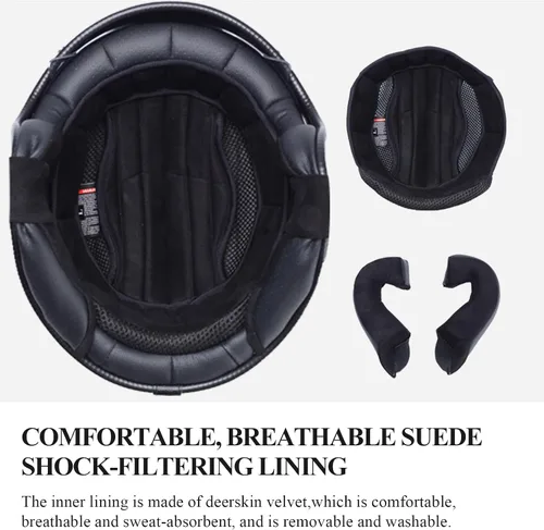 Vista 7 de Kaese Cascos de motocicleta de fibra de carbono con cara abierta retro 3/4 con visera solar para hombres y mujeres para motocicleta, crucero