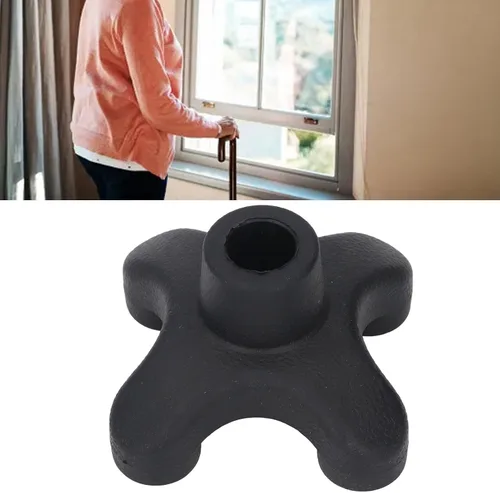 Vista 2 de Quad Cane Tips for Stability 4 Prong Self Standing Non Slip Rubber Base Replacement Foot 19mm Threaded Walking Canes,Duty ABS
