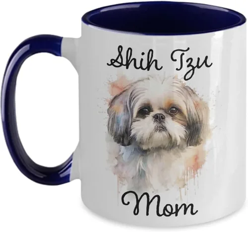 Vista 4 de Taza de café Shih Tzu Mom, taza conmemorativa de acuarela para mascotas. Regalos para mamás de perros, regalo para amantes de los perros
