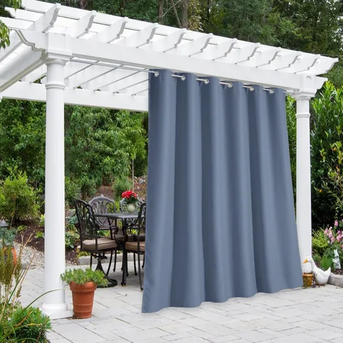 Vista 195 de NICETOWN Cortina para Exteriores para Patio Impermeable de 84 Pulgadas de Ancho, Aislamiento Térmico con Ojales Antioxidantes Bloqueo UV Cortina