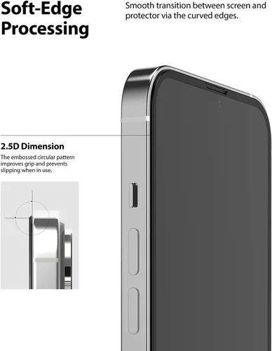 Vista 5 de Ringke Protector de pantalla de vidrio de cubierta completa compatible con iPhone 13 Pro Max, antiarañazos, compatible con fundas, cobertura