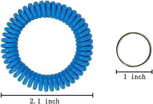 Vista 2 de 50 llaveros elásticos en espiral para muñeca, pulsera para deportes al aire libre, multicolor