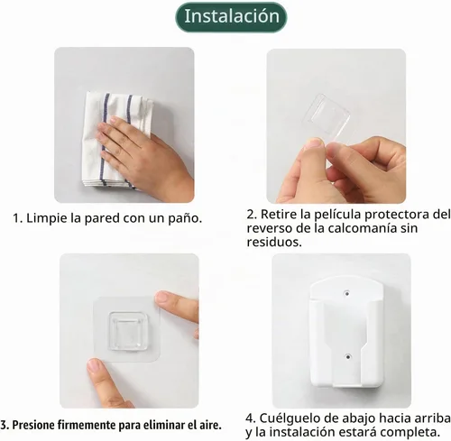 Vista 6 de Soporte de control remoto Soporte de pared Soporte de teléfono autoadhesivo Aire acondicionado TV Soporte de control remoto (blanco)
