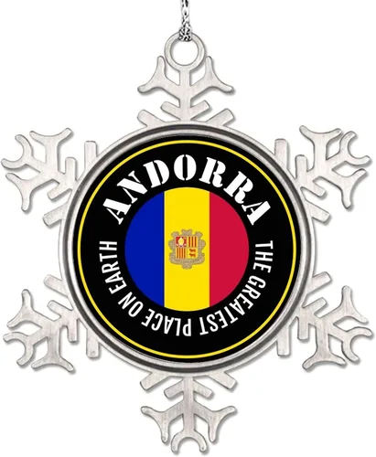 Vista 8 de Adornos de copo de nieve de Albania, adornos para árboles de Navidad, bandera de recuerdo de ciudad, adornos de Navidad personalizados, colgante