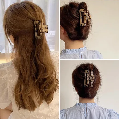 Vista 5 de Pinzas para el cabello de 3 pulgadas, diseño francés, pinza rectangular para el cabello para mujeres, damas y madres (paquete de 2)