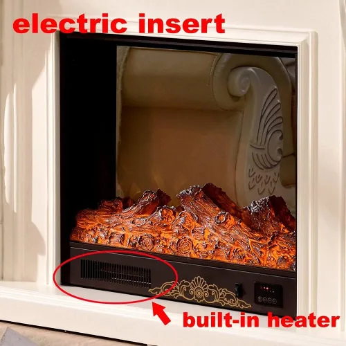 Vista 6 de TOMYEUS Chimeneas eléctricas, chimenea eléctrica, calefactor, decoración de chimenea, gabinete, marco de madera con llama artificial óptica LED